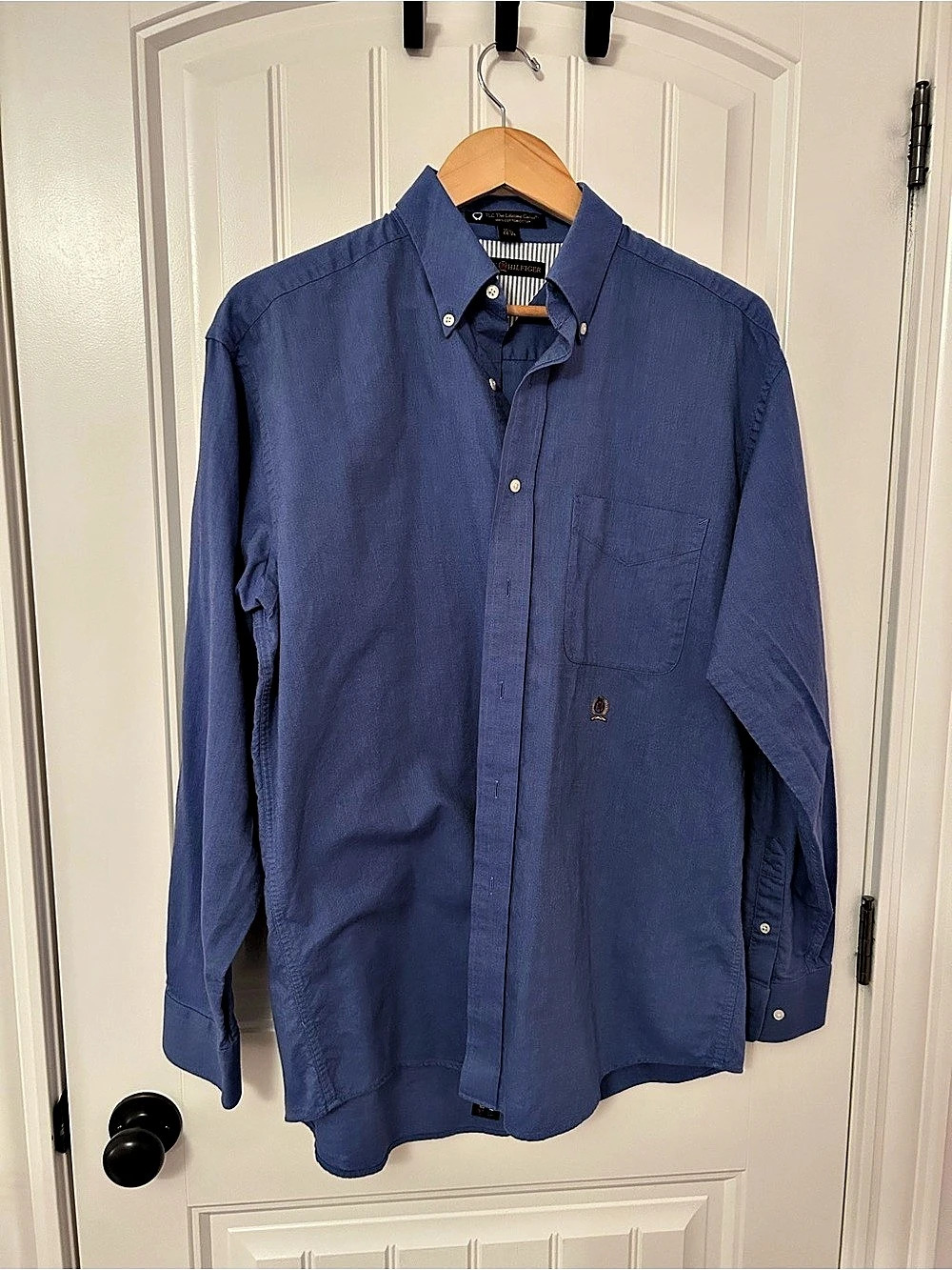 Tommy Hilfiger TLC The Lifetime Collar Cotton Striped Button Down in Blue Size